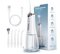 Hydropulseur sans fil pour le nettoyage des dents - Irrigateur buccal amovible de 300 ml avec 5 embouts et 5 modes, étanche IPX7, pic dentaire rechargeable par USB pour appareils dentaires, gencives
