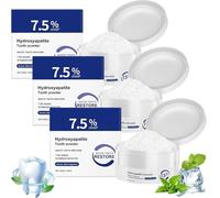 Hydroxyapatite microcristalline en poudre, Hydroxyapatite 7,5% en poudre pour les dents, Nano Hydroxyapatites en poudre pour dentifrice, haleine fraîche, soins de nettoyage en profondeur. (3pcs)