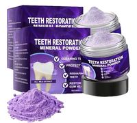 Hydroxyapatite Poudre de blanchiment des dents violette, poudre minérale de restauration des dents, efficace pour renforcer et soigner les gencives, haleine fraîche (2 pièces)