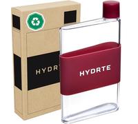 Hydrte Bouteille d'eau fine - Bouteille d'eau plate étanche - Plastique sans BPA - La bouteille d'eau ultime pour sac à main - Se glisse dans n'importe quel sac (480 ml, rouge rubis)