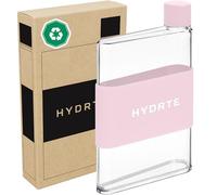 Hydrte Bouteille d'eau plate | Bouteille d'eau plate étanche | Plastique sans BPA | Bouteille fine de sac à main ultime | Se glisse dans n'importe quel sac (350 ml, rose champagne)