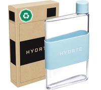 Hydrte Bouteille d'eau plate - Plastique anti-fuite, sans BPA - Bouteille fine de sac à main - Se glisse dans n'importe quel sac (480 ml, bleu pastel)