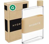 Hydrte Bouteille d'eau plate | Plastique plat anti-fuite, sans BPA | La bouteille fine de sac à main ultime | Se glisse dans n'importe quel sac (350 ml, brun neutre)