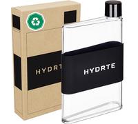 Hydrte Bouteille d'eau plate | Plat étanche | Plastique sans BPA | Bouteille d'eau fine pour sac à main | Se glisse dans n'importe quel sac (350 ml, noir Nero Black)