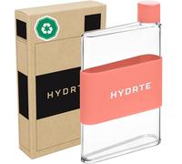 Hydrte Bouteille d'eau plate | Plat étanche | Plastique sans BPA | Bouteille d'eau fine pour sac à main | Se glisse dans n'importe quel sac (480 ml, pêche d'été)