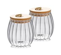 HYEIOL Lot de 2 bocaux en verre avec couvercles pour cuisine, thé, café, sucre, sachets de thé, grains de café, pâtes, épices, biscuits, bonbons - 700 ml