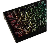 Hyekic 129 touches PBT Keycaps, Black Topographic Side Printed Shine Through Keycaps, Cherry Profile Dye Sublimation Custom Keycap for Cherry MX Switch ANSI & ISO Layout Mechanical Keyboards