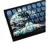 Hyekic Keycaps PBT, 131 touches bleues Ukiyo-e, Dye-Sublimation, Cherry Profile, Éclairés, Compatibles avec Cherry Gateron MX, Clavier Mécanique