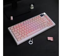 Hyekic PBT Keycaps, Crystal Jelly Pink Keycap 134 Keys Translucent Shine Through Custom Dye-Sublimation OEM Profile Keycaps for Cherry Gateron MX Switches Mechanical Keyboards