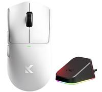 Hyekit MCHOUSE K7 Souris de jeu sans fil ultra sans fil avec station de charge magnétique, capteur optique PAW3950, double interrogation 8K, 42 K DPI, 59 g, 5 boutons programmables, batterie de 130