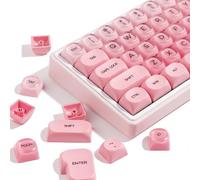 Hyekit PBT Keycaps MOA Profile Liquid Foundation Lot de 132 touches semi-translucides en cristal mat pour commutateurs magnétiques Cherry MX (rose)