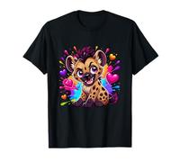 Hyène Mignonne de Dessin animé avec cœurs Arc-en-Ciel colorés T-Shirt
