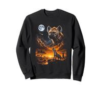 Hyène tachetée Hurlant à la Lune Coucher de Soleil Savane Africaine Sweatshirt