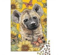 Hyène Tournesol Papillon Puzzle, 1000 Pièces Jeu Intérieur Adulte | 52x38cm Carton, Exercice Mental, Ajustement Précis, Amateurs D'art, Réduction Du Stress
