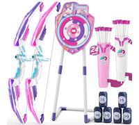 HYES 2 Pack Arc et Flèche pour Enfants, LED Lumières Tir à l'arc avec Flèches à Ventouse, Licorne Debout Cible, Cibles de Score, Quivers, Jouets Intérieurs d'Extérieur Cadeaux pour Garçons Filles