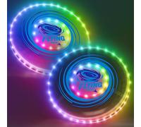 HYES 2 Pack Disques Volants pour Enfants, 45 LEDs, 14 Modes d'éclairage, Rechargeable Anneau Volant pour la Plage, Camping d'été, Jouets Cadeau pour Adolescents garçons Filles