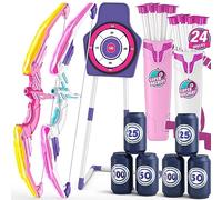HYES 2 Pack Tir à l'arc Flèche et Arc Jouet pour Enfants, Kit de Tir à l'arc avec Lumières LED, flèches à Ventouse, 1 Cible Debout, 24 Flèches et 6 Cibles de Score, Jouet d'Intérieur et d'Extérieur