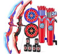 HYES 2 Pack Tir à l'arc Flèche et Arc pour Enfants, Kit de Arc et Flèche Jouet avec Lumières LED, Flèches à Ventouse, Cible, Flèches et Cibles de Score, Jouet d'Intérieur et d'Extérieur