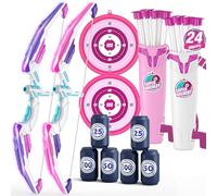 HYES 2 Pack Tir à l'arc Flèche et Arc pour Enfants, Kit de Tir à l'arc avec Lumières LED, Flèches à Ventouse, Hanging Cible, Cibles de Score, Jouet Intérieur Extérieur Cadeaux pour Garçons Filles