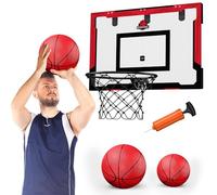 HYES 24" x 16" Panier de Basket Interieur pour Adultes et Enfants, Panier de Basket Chambre Kit avec 2 Ballons, Pompes, Jouet de Sport pour l'intérieur et l'extérieur, Bureau, Rouge