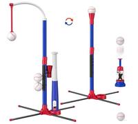 HYES 3 en 1 Baseball Set pour Enfants de 3 à 5, Balle de Baseball, Porte - Balles, Suspendu, Lanceur de Baseball et 6 Softball, Hauteur Réglable, Jouets de Baseball pour Enfants, Bleu