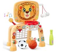 HYES 3 en 1 Enfants Panier de Basket avec Football Baseball, Basketball Stands avec Football Gate, Mini Panier Basket Activités d'apprentissage Jouets Cadeau pour Bébé Garçon Fille Intérieur Extérieur
