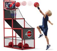 HYES Jeu d'arcade de basket-ball, panier de basket-ball pour enfants avec 4 balles et pompe, panier de basket-ball à tir unique, pour intérieur et extérieur, jeux d'arcade, jouets de sport, cadeaux