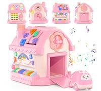 HYES Jouets pour Filles de 1 an, Montessori Jouet, 8 en 1 Multi Fonction Maison bébé Jouet avec Musique/Voiture/Horloge/téléphone/lumière, Jouets sensoriel Musical Cadeaux pour bébé 1-2 Ans