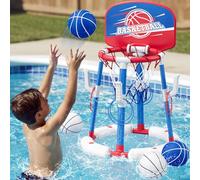 HYES Panier de Basket Flottant pour Piscine, Pool Basketball Hoop, Jouets de Piscine avec 4 Boules 8 Anneaux, Jeu de Basket d'eau en Plein air Intérieur pour Garçons Filles Enfants Adulte, Rouge