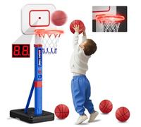 HYES Panier de Basket pour Enfants de 3 à 5 Ans, Hauteur réglable, Mini Panier de Basket l'intérieur et l'extérieur, avec 4 balles et Scoreboard, Jouet de Basketball Cadeau pour bébé (114-139 cm)