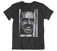 HYEWOI 80's Movie The Shining Here's Johnny Retro Movie Poster T Shirt Black3XL