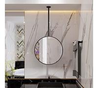HYEYXKF Miroir Rond Suspendu au Plafond Noir avec Cadre en métal, miroirs de vanité muraux décoratifs pour Salle de Bain Maquillage cosmétique - Miroir Suspendu à Perche en métal Personnalisable