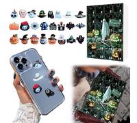 Hyf697 Lot de 24 calendriers de compte à rebours en résine 3D pour Halloween, décoration pour téléphone, pince à cheveux, pour la fabrication de bijoux et cadres photo (noir, 26 x 18 cm)