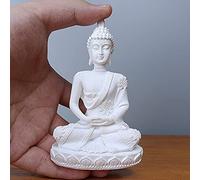 HYFAN Mini Petite Statue de Bouddha de Méditation Figurine de Yoga Harmonieuse à Collectionner Artisanat Sculpture Feng Shui Décoration pour Maison Bureau Étagère Bureau (Blanc 4)