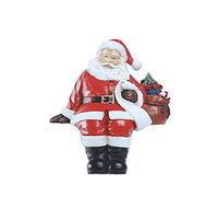 HYFAN Petite décoration de Noël - Statue de Père Noël assis et reposé portant un sac de cadeaux - Figurine en résine peinte à la main - Étagère de table - Sculpture créative (gauche/cadeaux)