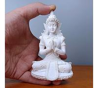 HYFAN Petite statue de Bouddha de méditation harmonieuse pour yoga, figurine de collection, sculpture Feng Shui, décoration pour la maison, bureau, étagère de bureau (blanc 1)