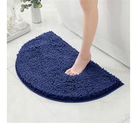 HYFAN Tapis de bain chenille antidérapant, extra dense et très absorbant avec base en caoutchouc TPR, lavable en machine, tapis de sol semi-circulaire pour baignoire, 40 x 60 cm, bleu foncé