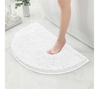 HYFAN Tapis de bain chenille antidérapant, extra dense et très absorbant avec fond en caoutchouc TPR, lavable en machine, tapis de sol semi-circulaire pour baignoire, 50 x 80 cm, blanc
