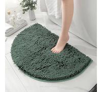 HYFAN Tapis de bain demi-rond en microfibre chenille antidérapant pour salle de bain, super absorbant, séchage rapide, tapis de douche, doux, moelleux, tapis de baignoire lavable en machine, décor de