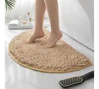 HYFAN Tapis de bain demi-rond microfibre chenille, antidérapant, super absorbant et doux, séchage rapide, lavable en machine, (jaune, 40-60 cm)