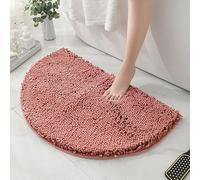 HYFAN Tapis de bain en microfibre semi-circulaire, tapis de douche en chenille, antidérapant, super absorbant, à séchage rapide, tapis de bain à poils longs doux, lavable en machine, tapis