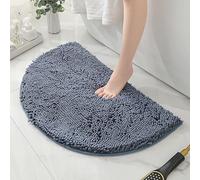 HYFAN Tapis de bain semi-circulaire en chenille et microfibre, antidérapant, super absorbant, séchage rapide, doux, tapis de bain, lavable en machine