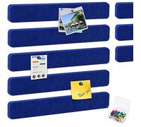 HyFanStr 8 pièces Tableau d‘affichage en Feutre, Tableau Liege Mural Tableau Liège avec 40 Punaises, Auto-adhésif Pin Board Panneau Liege Bureau Décoration 38x5cm Bleu