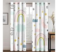 HYFBH 2 Panneaux Rideaux occultants 3D Arc-en-Ciel Pas Cher Dessin animé Enfants Minces Rideaux de fenêtre pour Filles garçons Salon Chambre décor WxH/2x70x130cm Rideau occultant