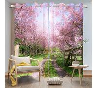 HYFBH 2 Panneaux Rideaux occultants Fleurs de Cerisier Rideau de fenêtre avec œillets Flore Arbre Paysage Rideaux occultants pour Chambre WxH/2x80x220cm Rideau Opaque