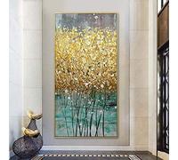 HYFBH Abstrait doré Toile Peinture Grande Taille Vert Or Affiches Imprime Moderne Luxe Mur Photo pour Salon décor à la Maison 50x100 cm (20x39in) Cadre intérieur