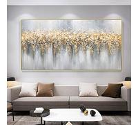 HYFBH Conception de feux d'artifice Belle peinture murale de paysage tableau suspendu abstrait peint peinture à l'huile sur toile pour salon 60x123cm/24x48inch avec cadre doré
