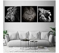 HYFBH Moderne Noir et Blanc Jungle Animal Sauvage Lion Tigre Léopard Toile Peinture Salon Mur Photo Décoration Affiche-50x50cm No Frame