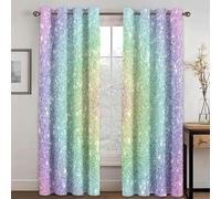 HYFBH Rideaux Occultants Arc-en-Ciel Rose Or Étoile Paillettes Gouttes Rideaux de Fenêtre pour Enfants pour Fille Salon Chambre Décor 2 Pièces WxH/2x28x79inch Rideau Dressing