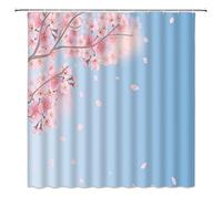 HYFBH Rose Fleur Rideaux de Douche Plante Florale Fleurs de Cerisier Fantaisie Paysage Salle de Bain décor Tissu Suspendu Rideau Ensemble Crochets 90x200cm/WxH